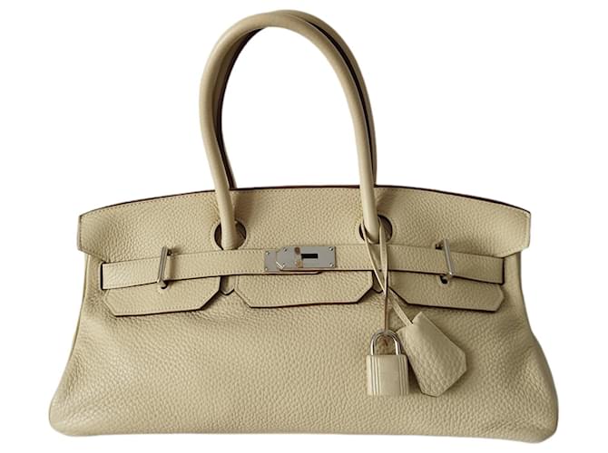 Splendid Hermès Birkin handbag 35 cm in Togo Craie leather, palladium  silver metal trim Beige ref.415443 - Joli Closet