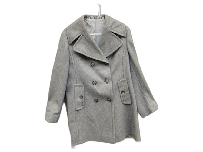 Autre Marque tamanho de casaco de ervilha vintage 40 Cinza Lã  ref.515276