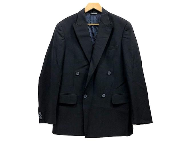 *[Usado] Gianni Versace tamanho da jaqueta forrada com listras 48 tops masculinos feitos na Itália Preto Lã  ref.515380