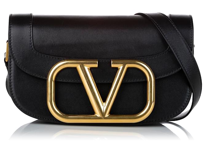 Valentino Garavani Black Supervee Leather Crossbody Bag Pony-style calfskin  ref.515387 - Joli Closet