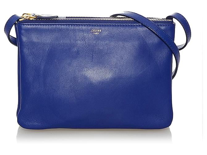 Celine, Bags, Celine Blue Trio Crossbody Bag