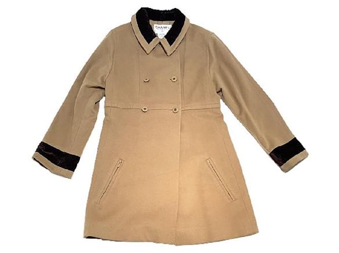 *[Usagé] Manteau en laine Chanel Beige Vêtements d'extérieur pour femmes  ref.515551