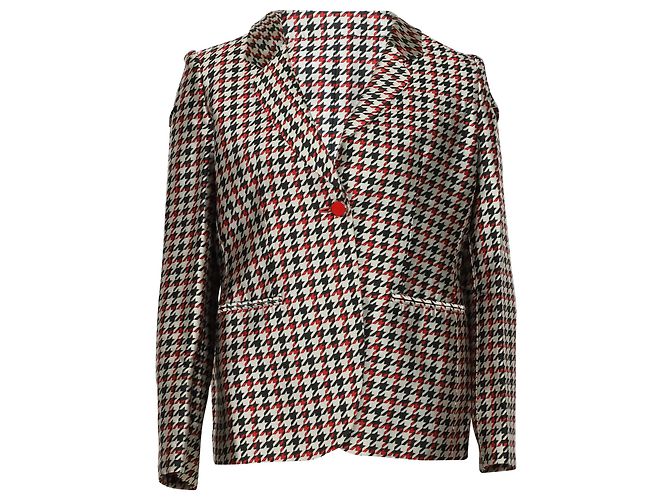 Blazer Giorgio Armani Pied De Poule in Seta Multicolor Multicolore