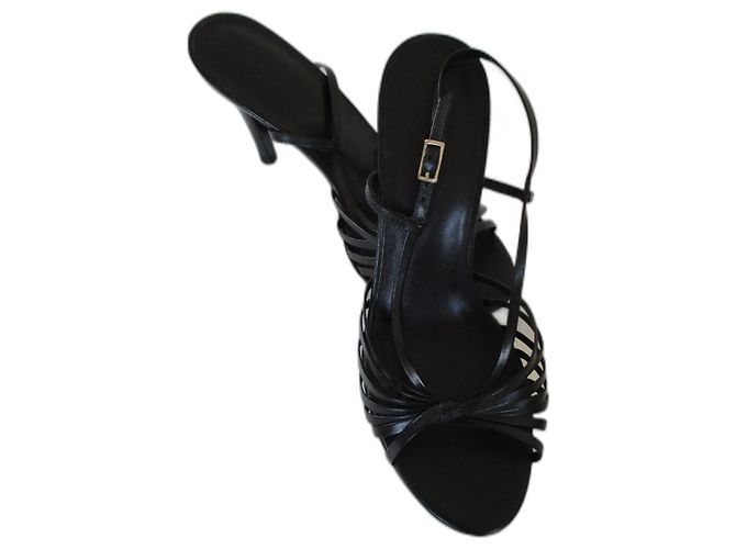 Autre Marque Sandali in pelle nera, 38. Nero
