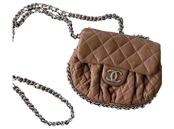 Chanel Chain Around Bag Mini Size In dark beige or camel color. Leather  ref.515815 - Joli Closet