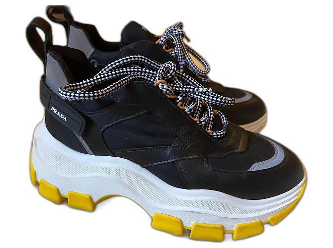 Prada Black Leather Sneakers 39