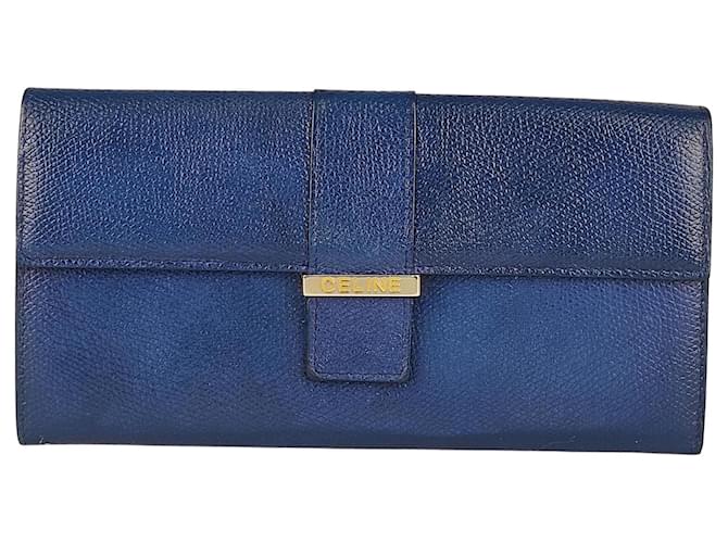 Céline Blue leather wallet Light blue  ref.515898