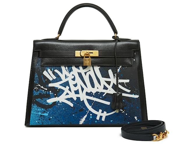 Hermès Kelly 32 BLACK SELLIER BY ZENOÏ Leather  ref.515947