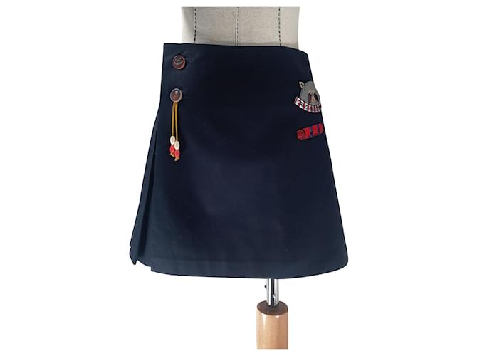 Autre Marque Skirts Blue Navy blue Cotton  ref.516013
