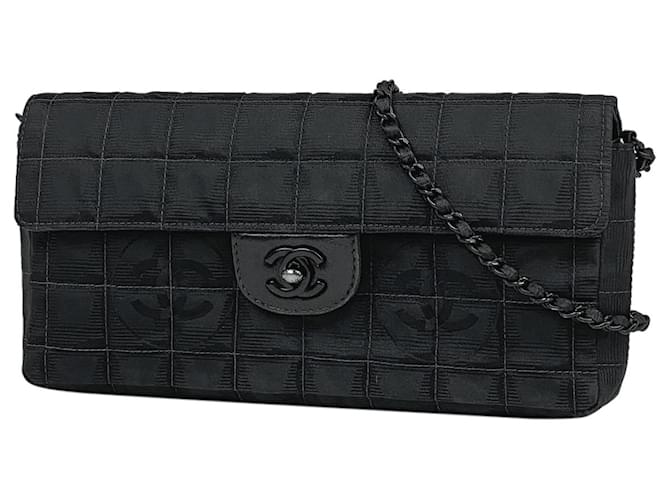 *[Used] Chanel New Travel Line Chain Shoulder Bag Chocolate Bar Coco Mark  CC Shoulder Bag Nylon Jaguar Black