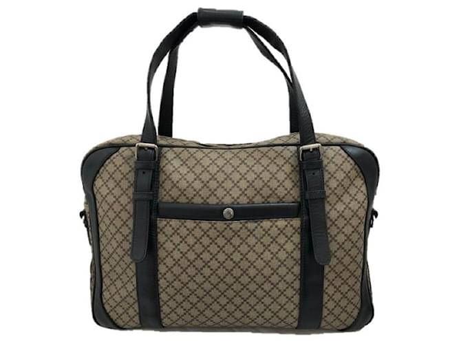 Gucci 267898 Diamante Business Bag Black Beige Leather Cloth  ref.516172