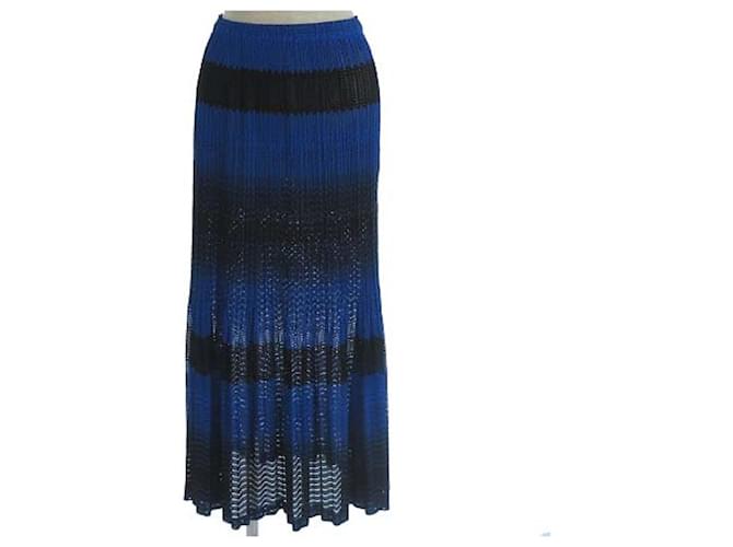 Used] PLEATS PLEASE ISSEY MIYAKE Long Skirt Gradation Mesh Blue