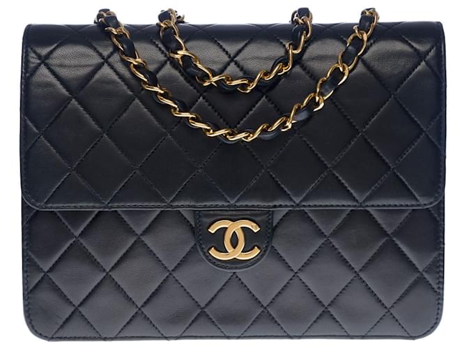 Superbe sac Chanel Classique Flap Bag en cuir noir  ref.516258