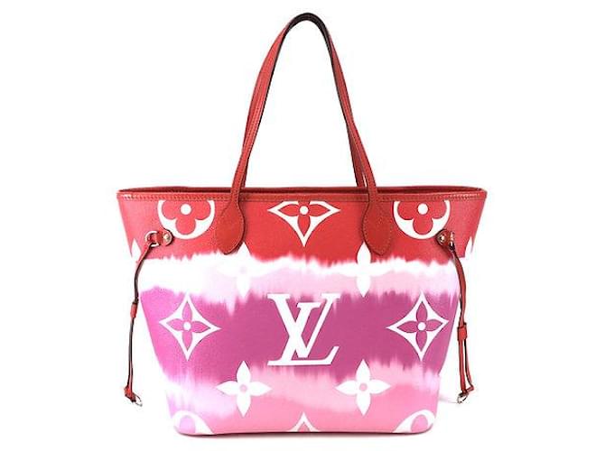 Louis Vuitton Neverfull MM Tela con monogramma Escale rosso rosa Multicolore Pelle  ref.495321