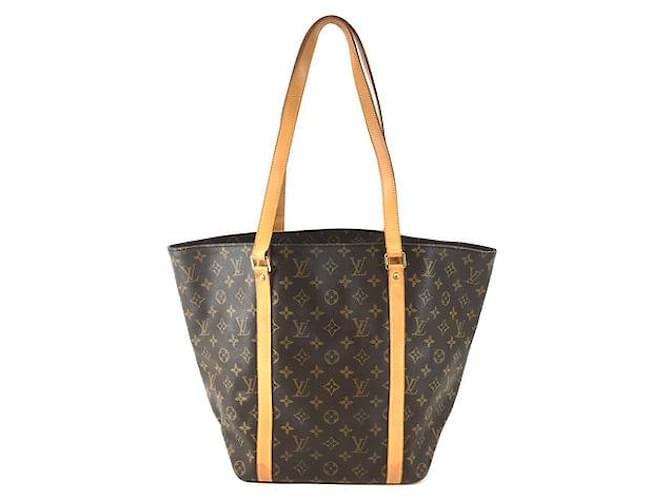 Louis Vuitton Sac shopping Tote Monogram Canvas Brown Leather  ref.499720