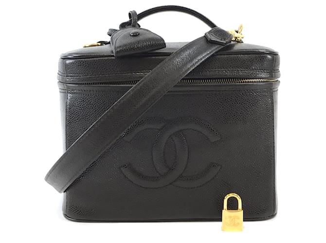 Chanel CC Case Cosmetic Vanity Black Caviar Leather  ref.507900