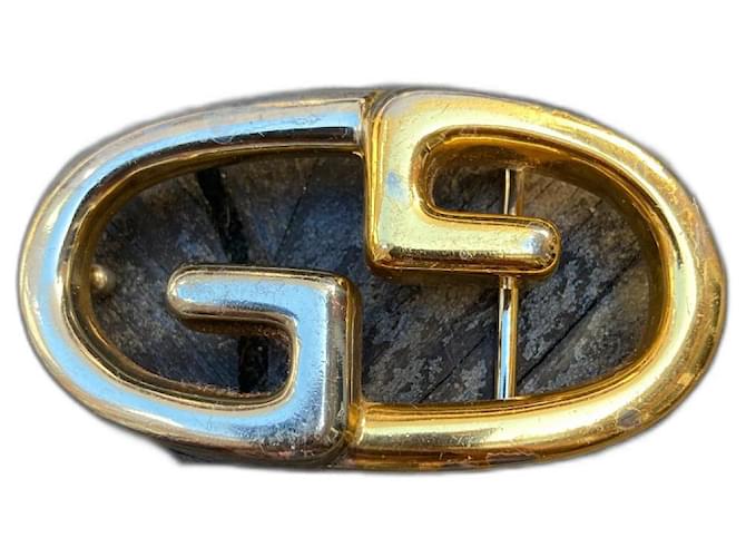 Gucci Vintage Retro shops 1970s Metal Gold and Silver Tone Color Belt Buckle