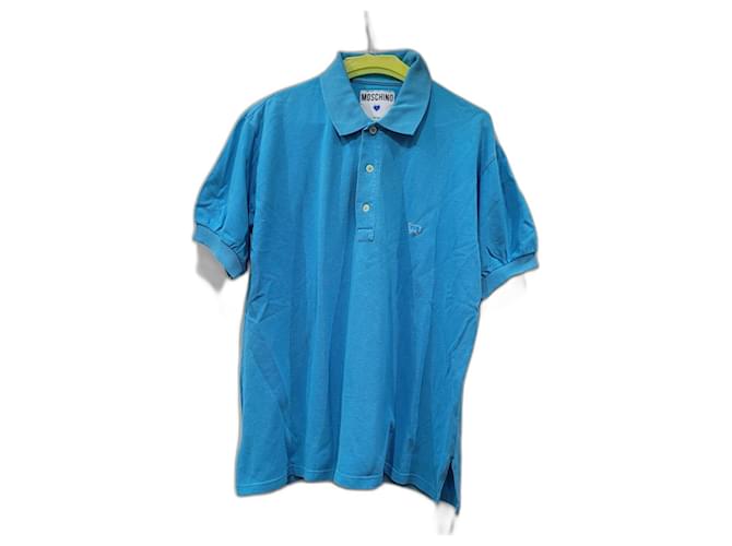Moschino Milano blue polo shirt Turquoise Cotton  ref.513915