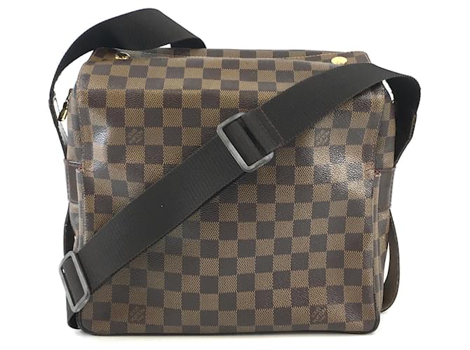 Authenticated Louis Vuitton Damier Ebene Naviglio Brown Canvas Crossbody  Bag