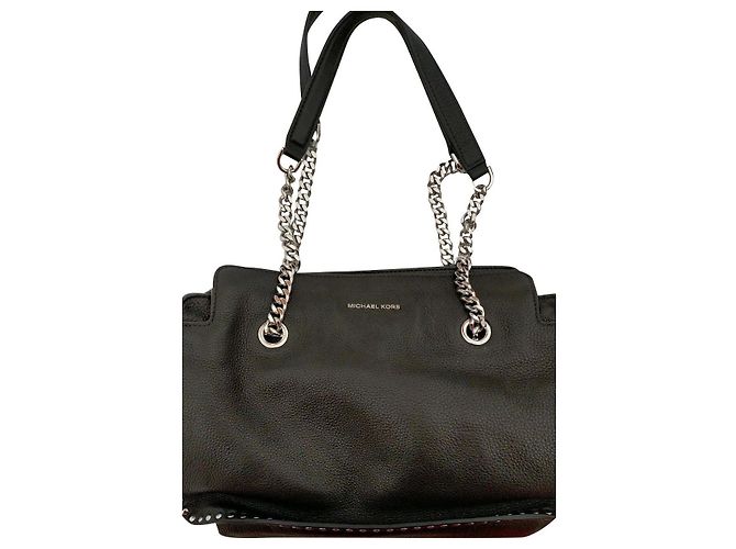 Borsa tote Michael Kors Astor in pelle di struzzo nera Nero