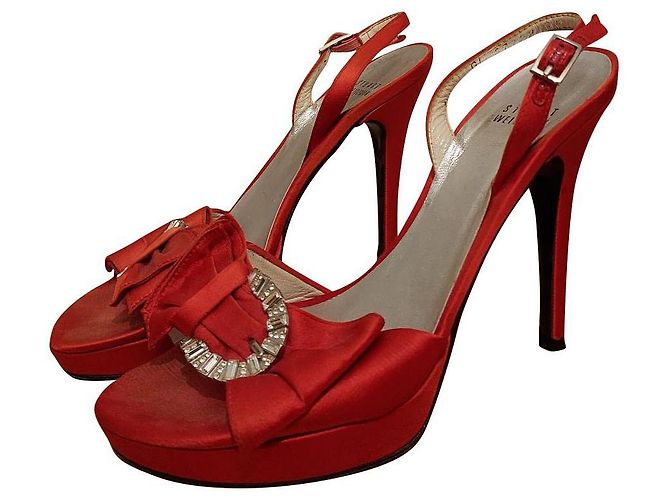 Stuart Weitzman Red Satin Heels 37