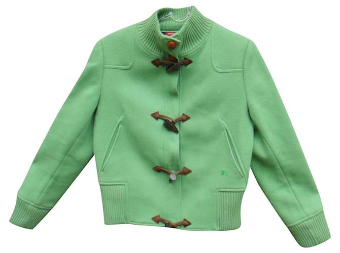 Tamaño de la chaqueta Burberry 42 Verde claro Lana  ref.516654