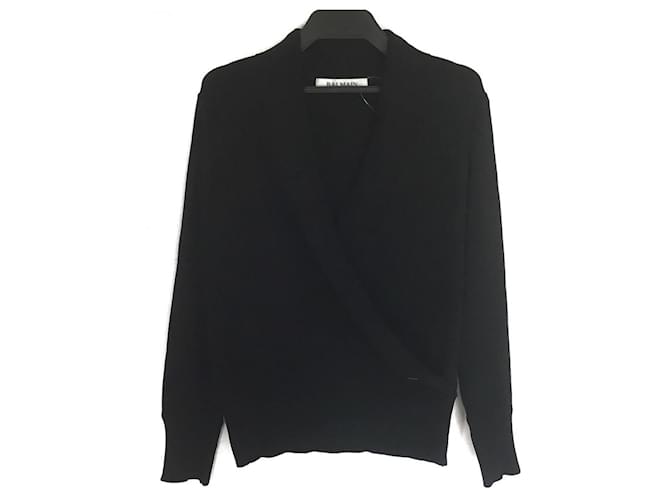 *[Usado] BALMAIN Suéter de manga comprida preta Preto Lã  ref.516681