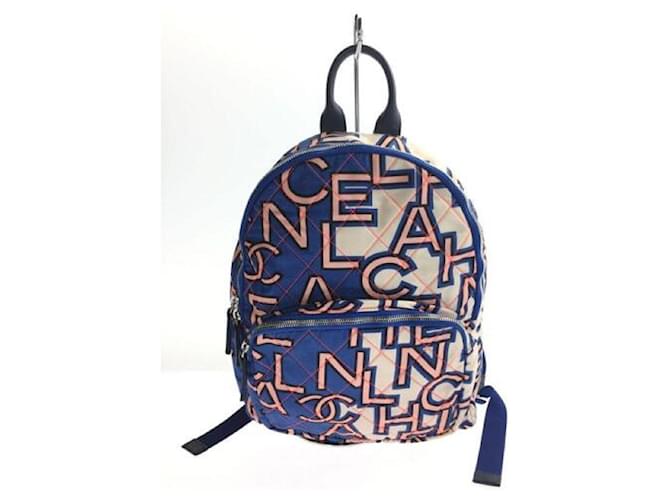 **[Used] CHANEL Backpack / Nylon / BLU / Total pattern / Bicolor / Multicolor / Coco mark Blue  ref.516693