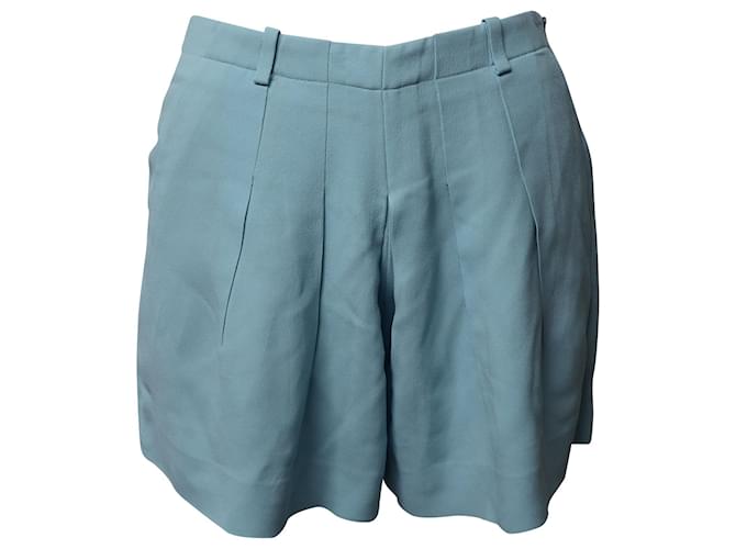 Pantaloncini Chloé in Crepe a vita alta in Acetato Blu Fibra di cellulosa  ref.516830