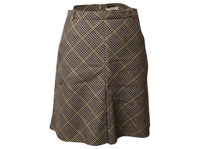 Balenciaga Houndstooth Skirt in Brown Wool  ref.516837