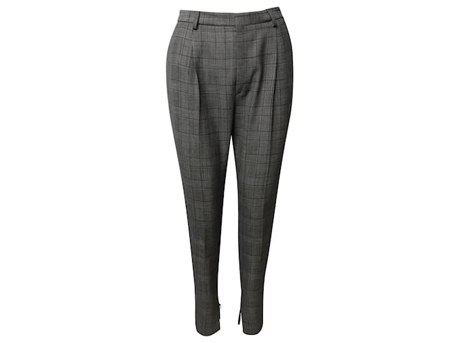 Pantalones ajustados a cuadros de lana gris de Saint Laurent  ref.516864