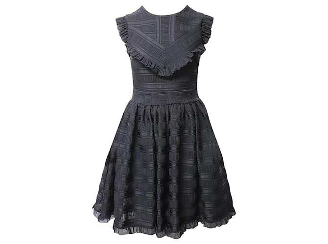 Maje Rosana Ruffled Trimmed Dress in Black Polyamide Nylon  ref.516883