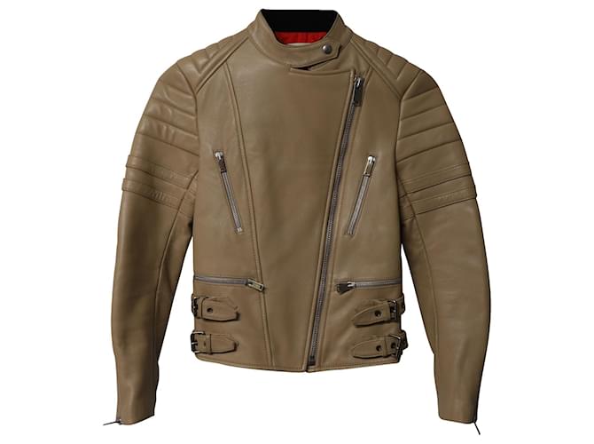 Céline Celine Biker Jacket in Beige Lambskin Leather  ref.516891