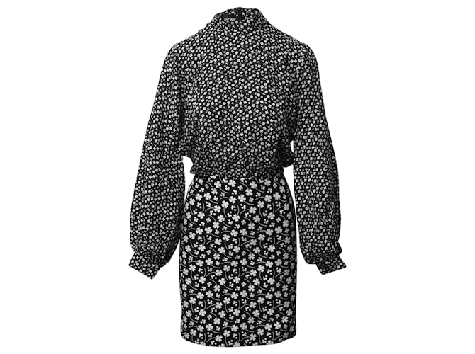 Autre Marque Boutique Moschino Mini robe en crêpe à imprimé fleuri en viscose noire Fibre de cellulose  ref.516920