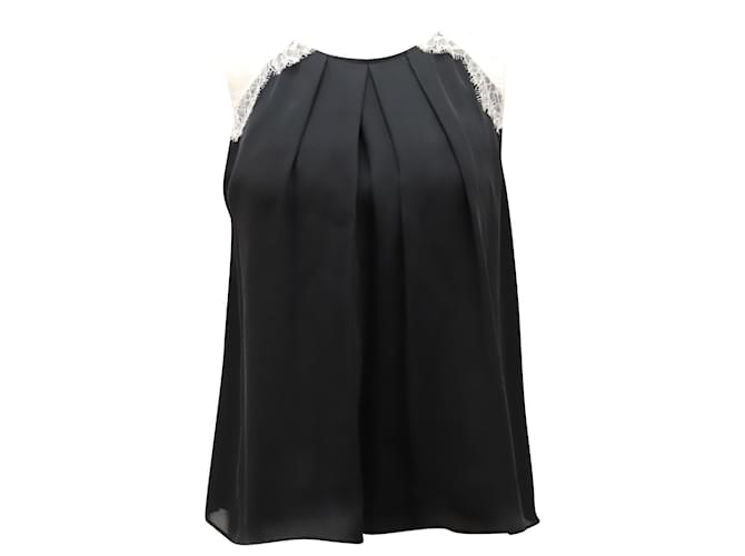 Alice + Olivia Halter Blouse with Lace in Black Polyester  ref.516925