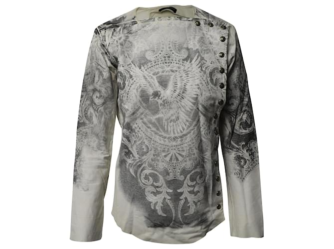 Balmain Printed Jacket in White Leather  ref.516971