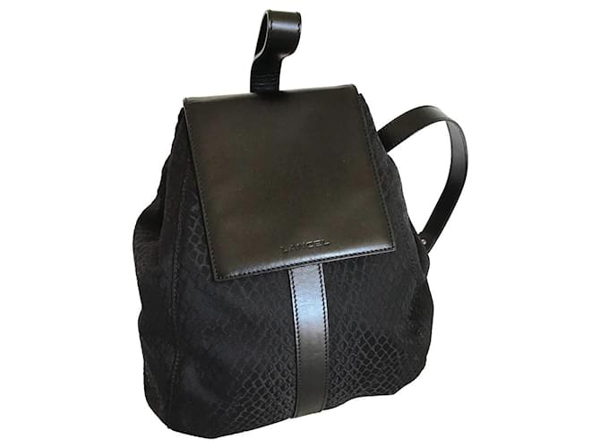 Lancel Backpacks Black Leather Cloth  ref.517064