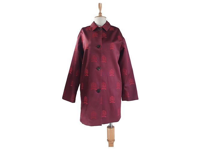 Tommy Hilfiger Long Embroidered Emblem Jacket Red Dark red