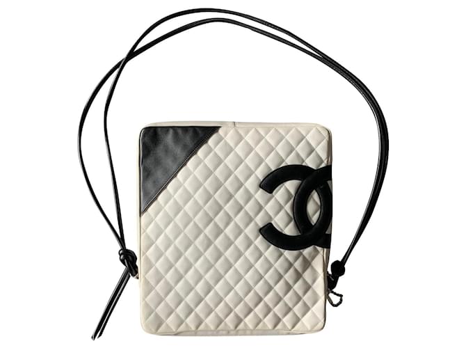Chanel Bolsa transversal Cambon Maxi Branco Couro  ref.517091