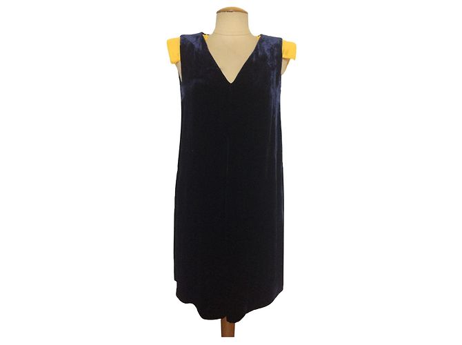 Max Mara vestido sem mangas de veludo Azul marinho