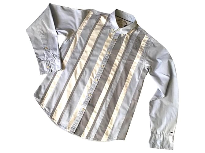 Tommy Hilfiger Shirts White Blue Grey Light blue Cotton  ref.517184