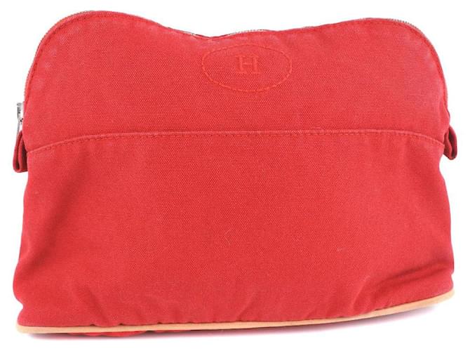 Hermès [Occasion] [HERMES] Pochette Hermes Bored 25 Pochette pour femme en toile de coton rouge  ref.517217