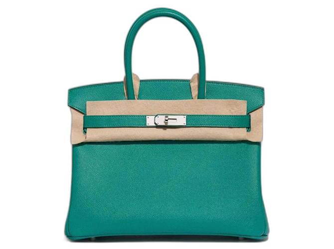 Hermès HERMES BIRKIN 30 EPSOM VERT JADE Verde Cuero  ref.517513