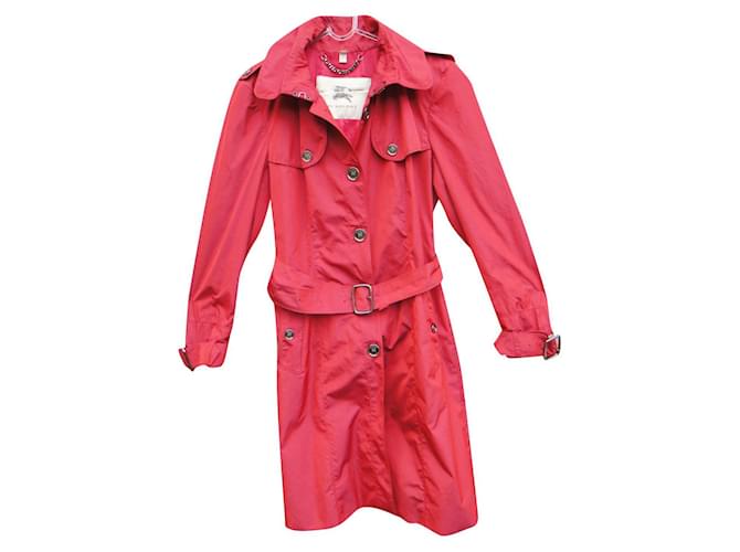 Burberry light trench coat size 40 Red Polyester  ref.517525