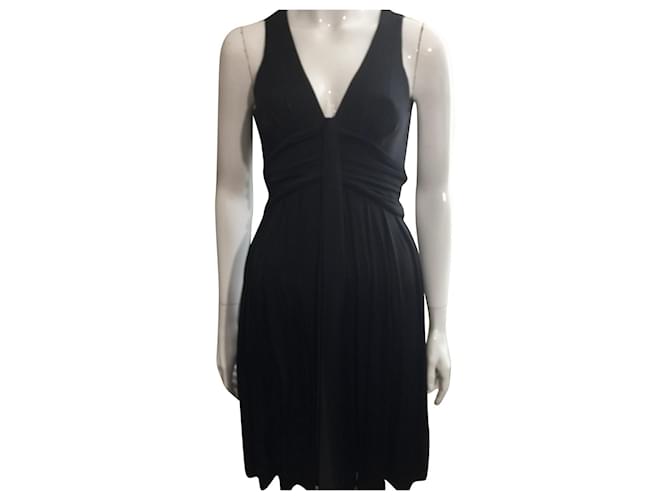 Diane Von Furstenberg Vintage DvF black draped dress from knitted viscose Elastane  ref.517530
