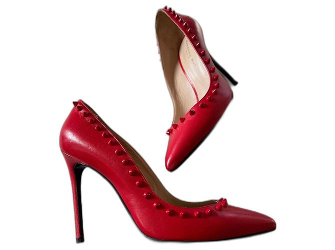 Barbara Bui Red Leather Studded Pumps 10cm Heels