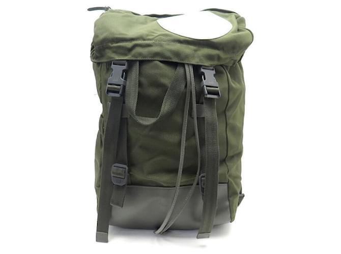 ALFRED DUNHILL BACKPACK IN NYLON CANVAS & KHAKI LEATHER LEATHER BAGPACK BAG  ref.517600