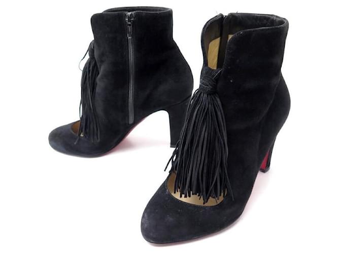 CHRISTIAN LOUBOUTIN SHOES BOOTS WITH HEELS 37.5 BLACK SUEDE BOOTS SHOES  ref.517674