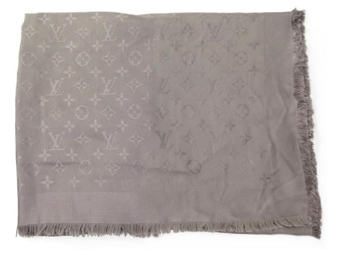 chale louis vuitton monogram lv en soie et laine taupe