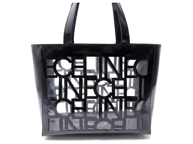 Céline CELINE CABAS CUT-OUT LETTERS HANDBAG IN BLACK LEATHER & PLASTIC HAND BAG  ref.517699